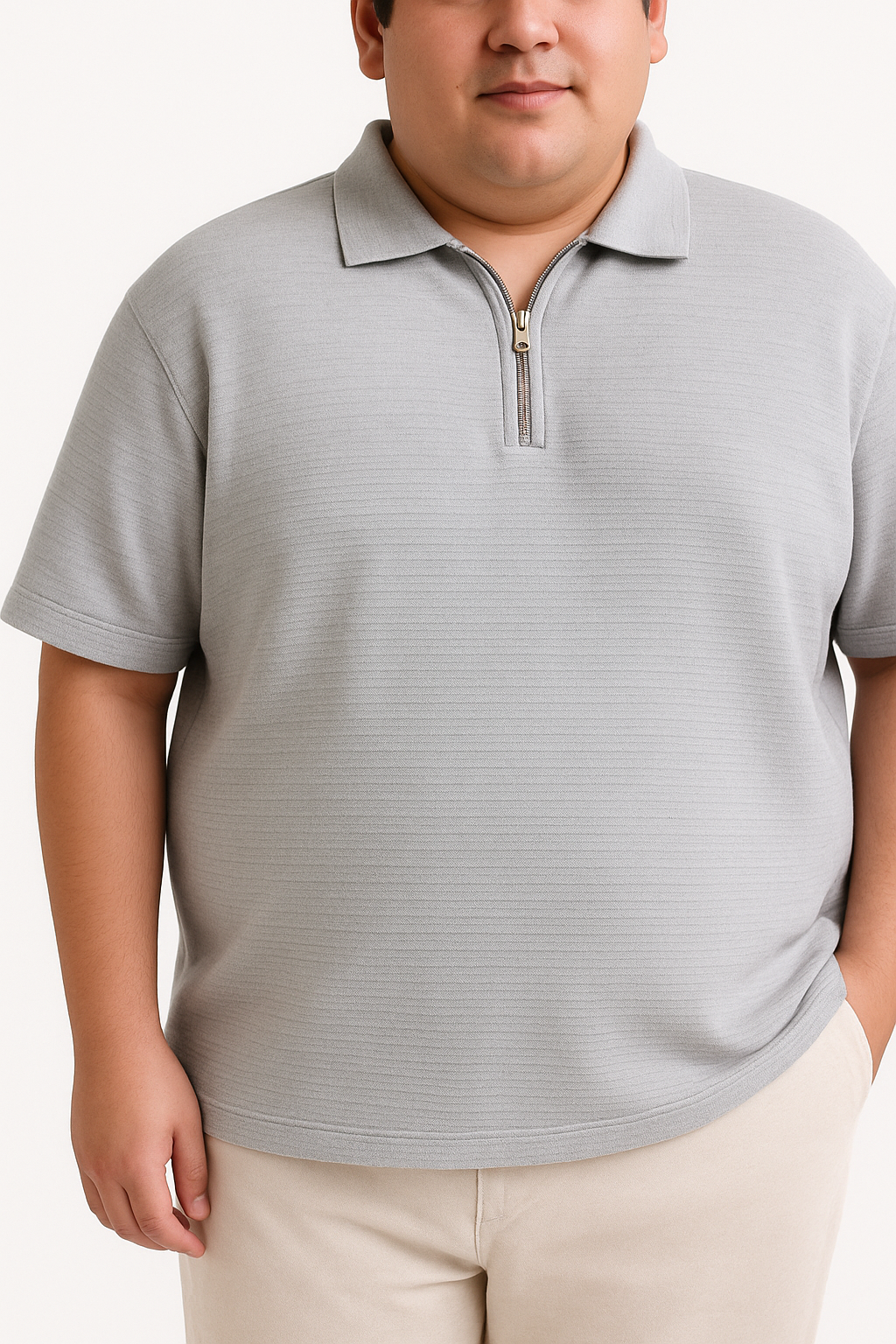 GRAY ZIP UP POLO - My Store