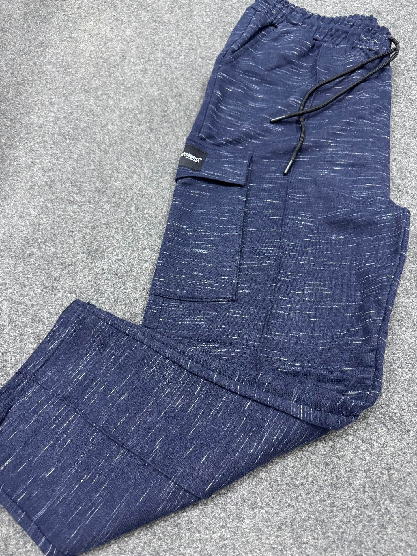 BLUE MELANGE CARGO TROUSER - My Store
