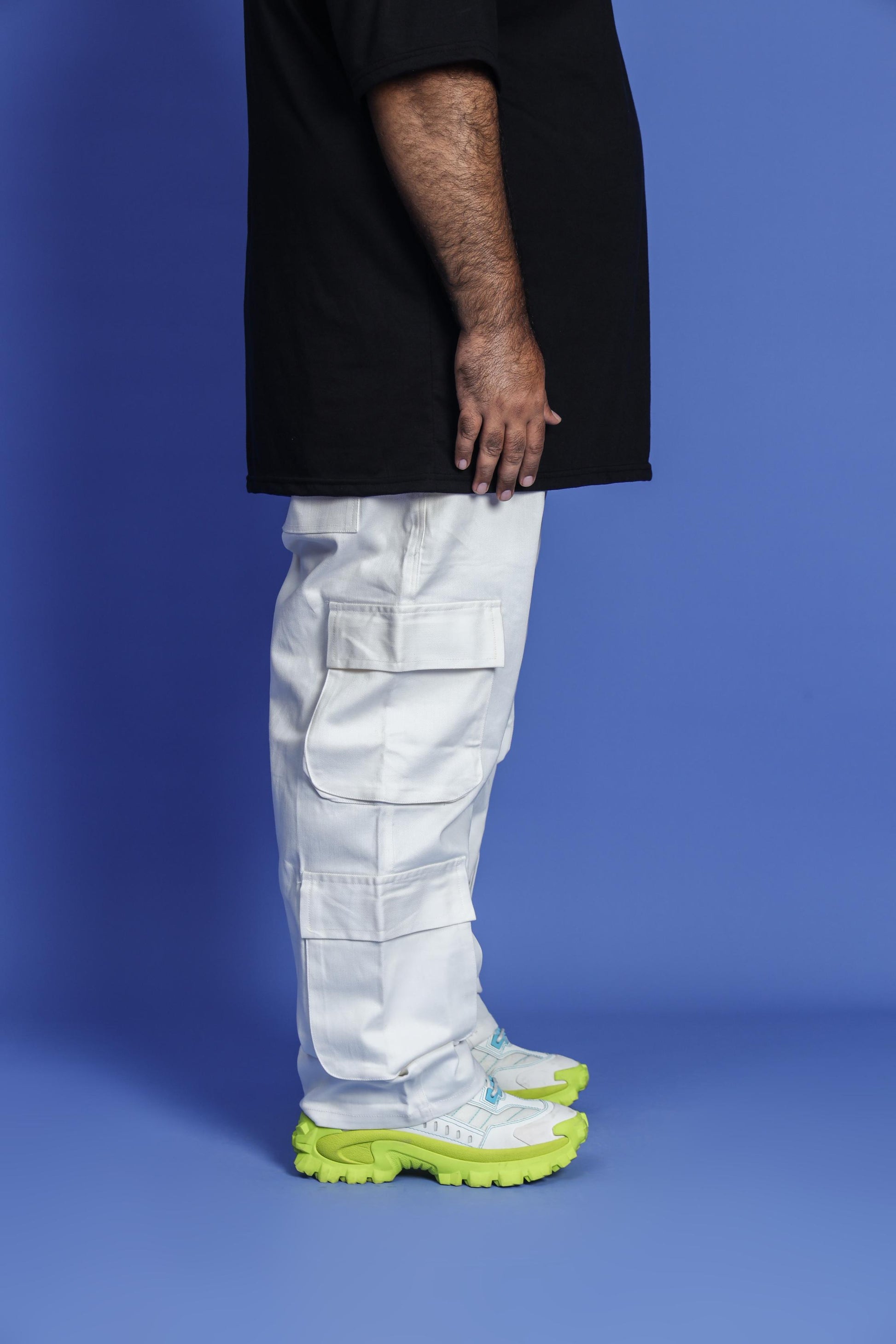 WHITE DOUBLE POCKET CARGO PANT - My Store