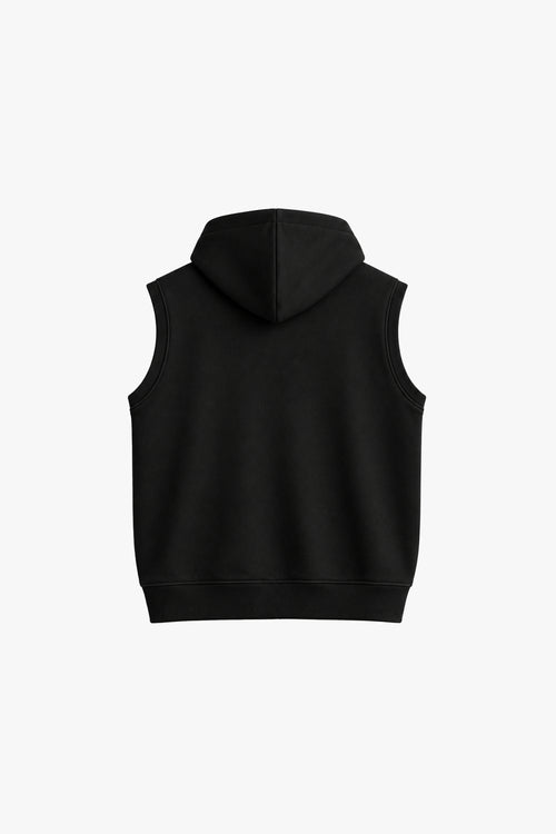 DOMINANT SLEEVELESS HOODIE — BLACK
