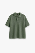 OLIVE WAFFLE POLO
