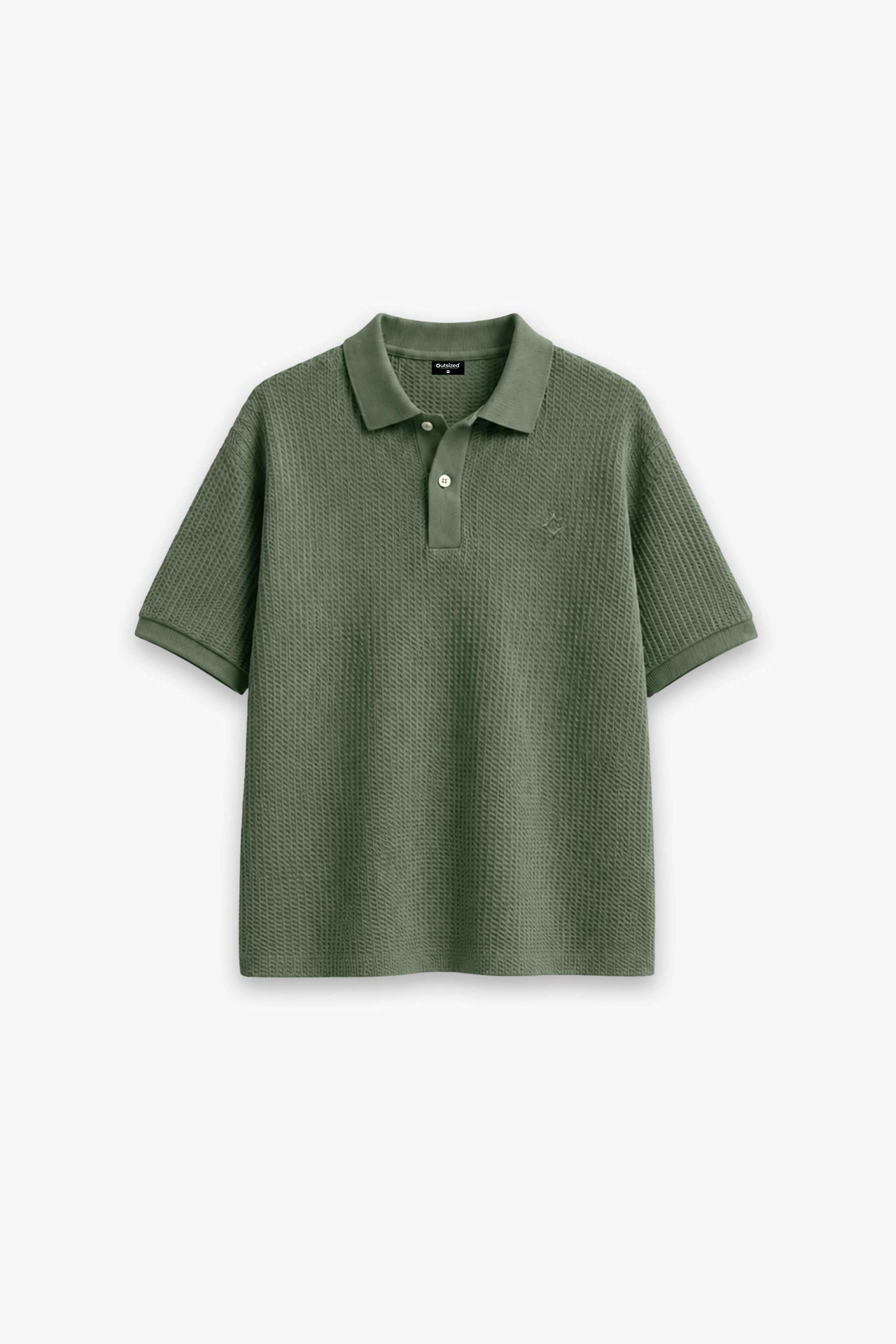 OLIVE WAFFLE POLO