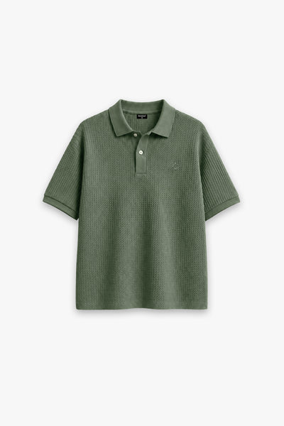 OLIVE WAFFLE POLO