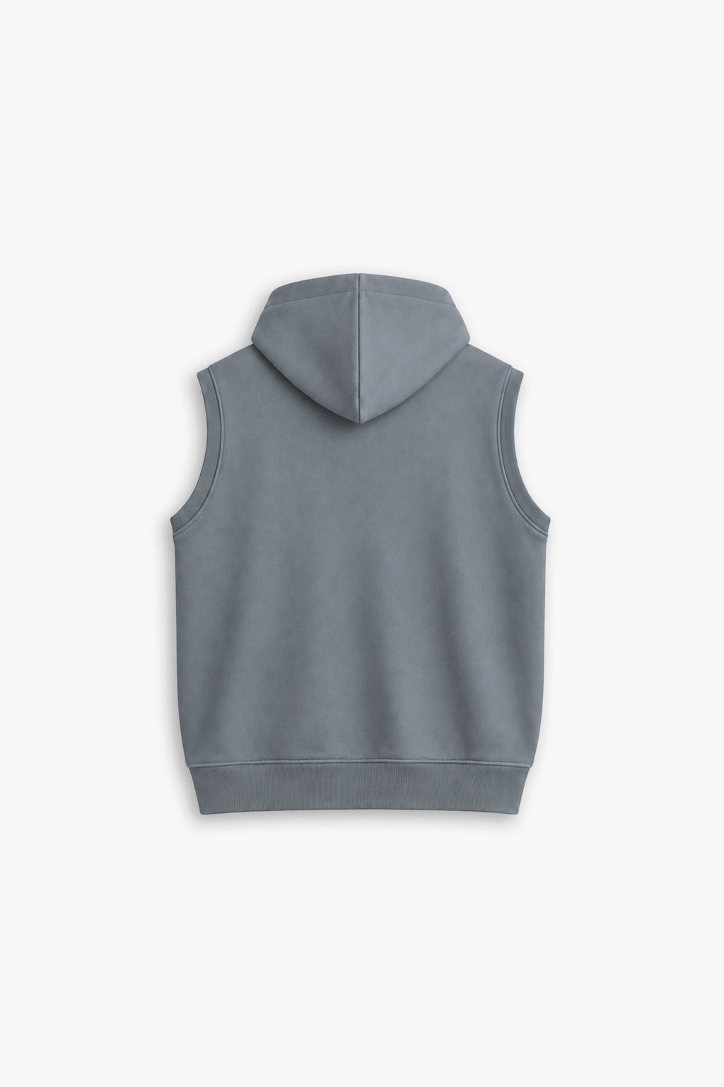 ZERO GRAVITY SLEEVELESS ZIP UP HOODIE — STEEL GREY