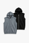 BUNDLE OF 2 SLEEVELESS ZIP UP HOODIES