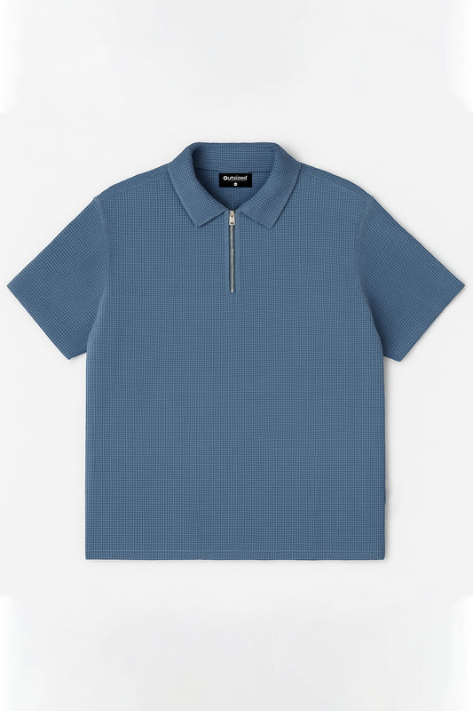STEEL MESH ZIP UP POLO - My Store