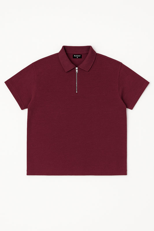 BURGUNDY RISE ZIP UP POLO - My Store