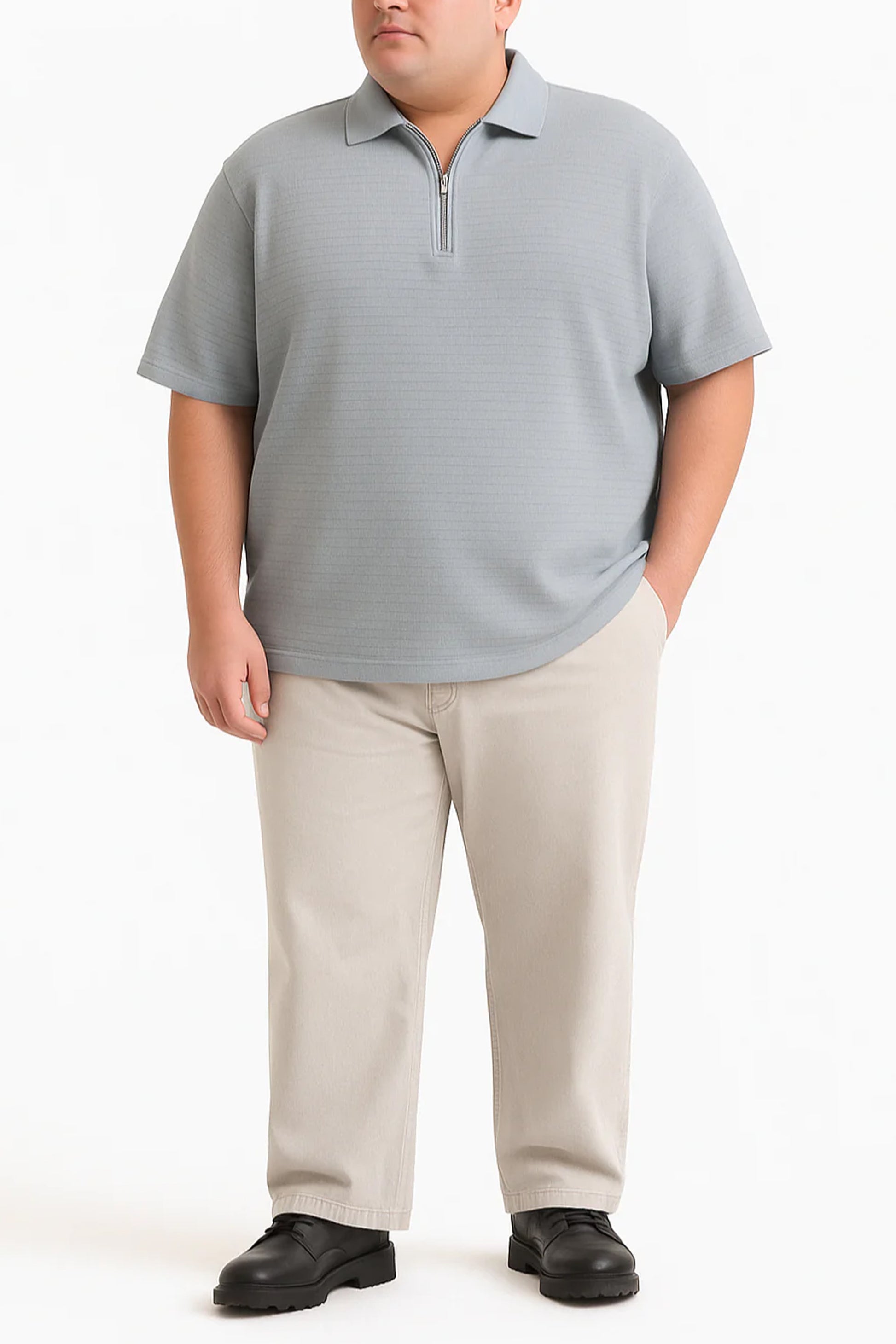GRAY ZIP UP POLO - My Store