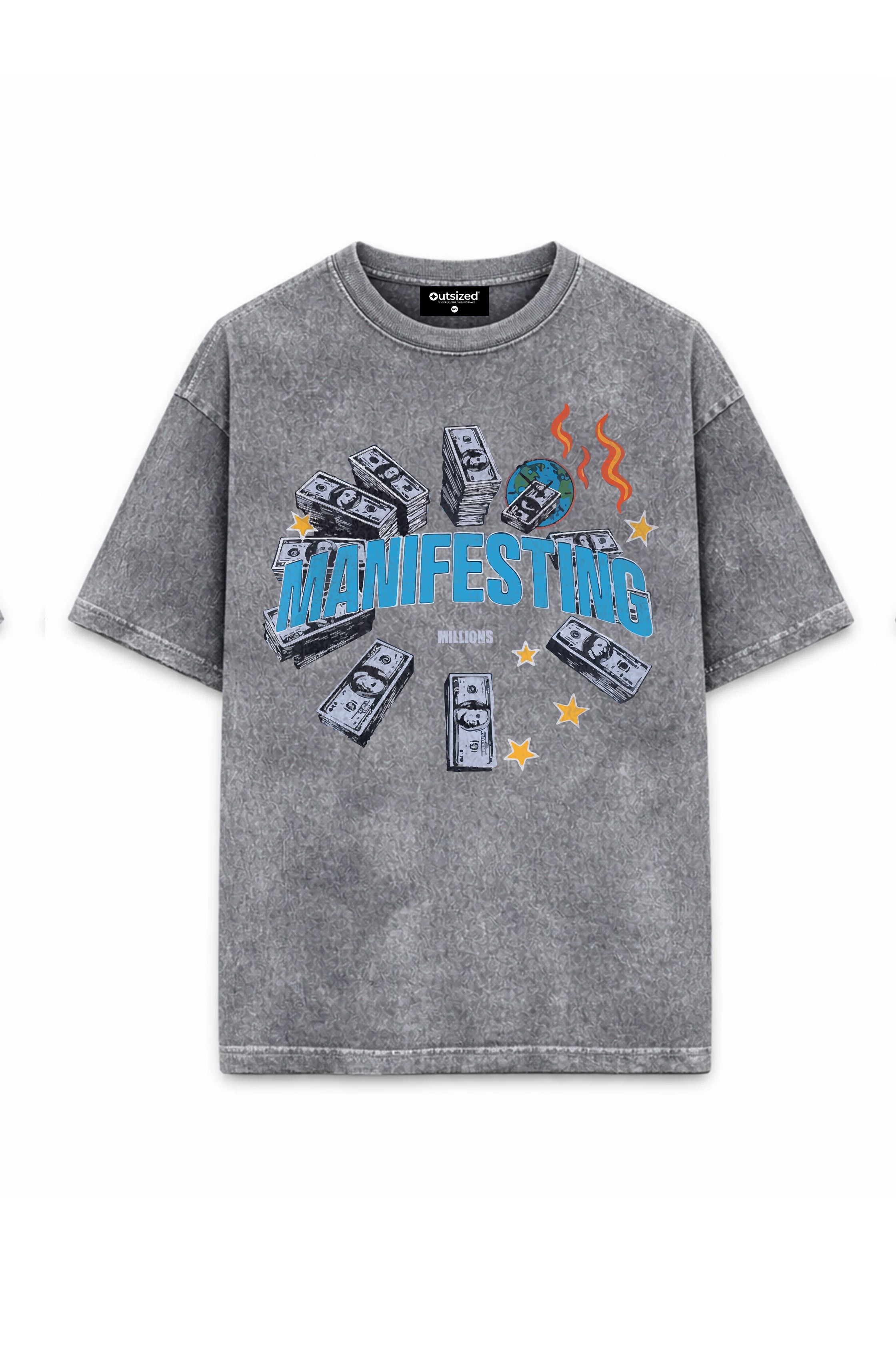 MANIFESTING MILLIONS ACID WASHED T-SHIRT