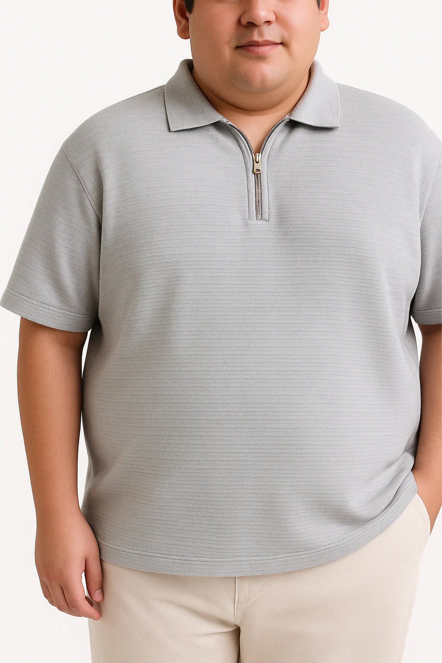 GRAY ZIP UP POLO - My Store
