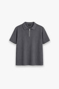 METRO GREY  ZIP-UP POLO