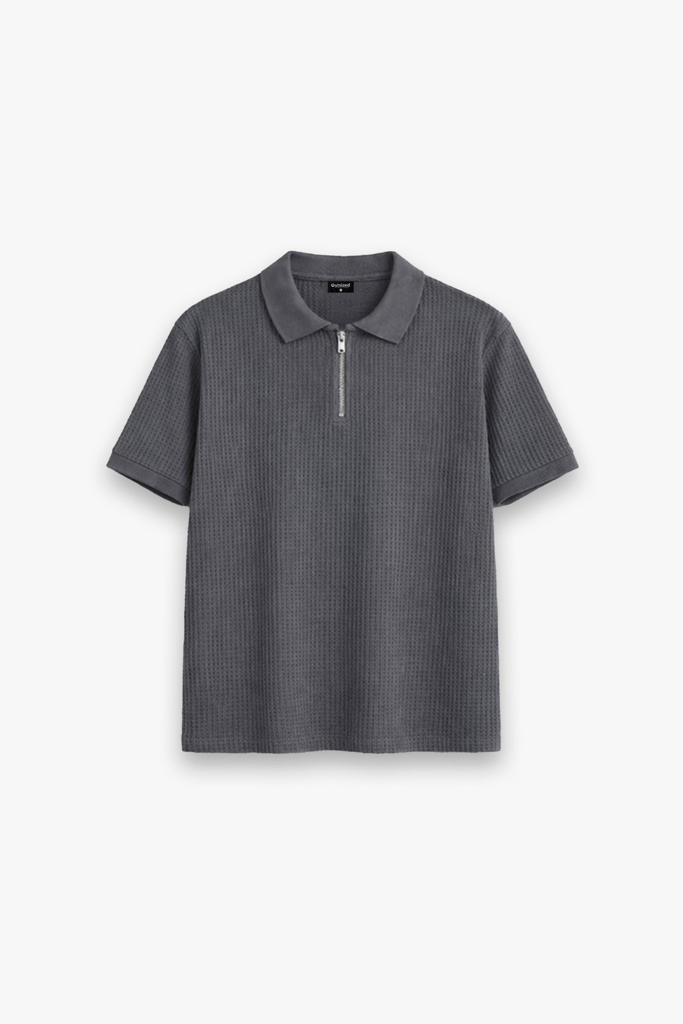 METRO GREY  ZIP-UP POLO