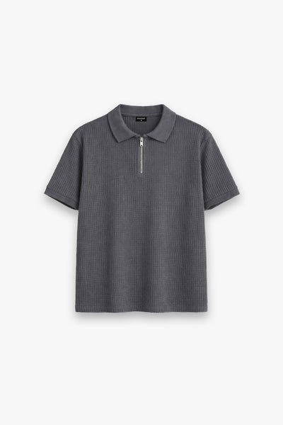 METRO GREY  ZIP-UP POLO