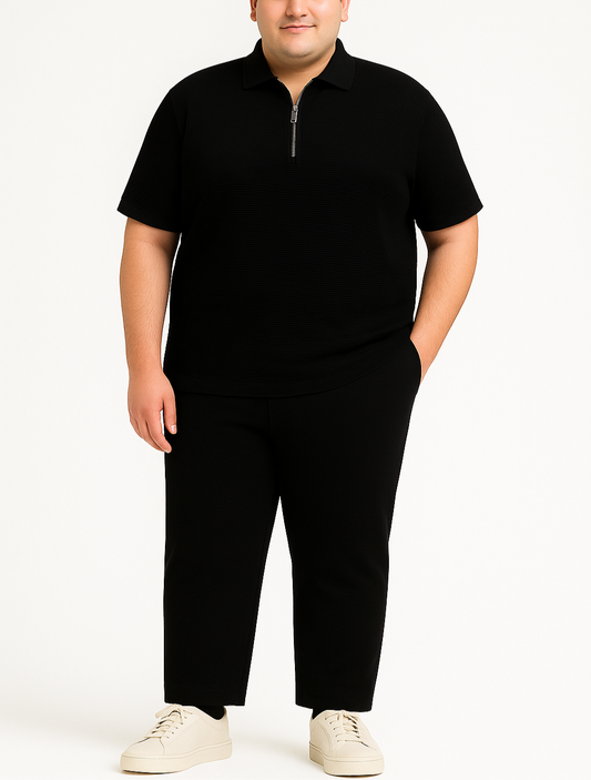 [MINOR FAULT] BLACK ZIP UP POLO - My Store