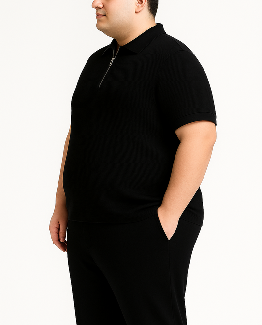 [MINOR FAULT] BLACK ZIP UP POLO - My Store