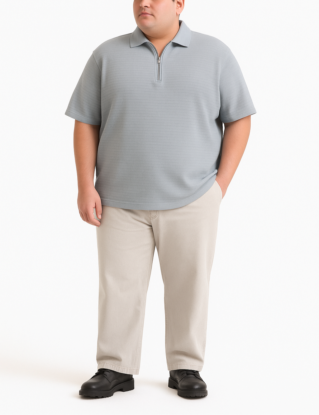 GRAY ZIP UP POLO - My Store