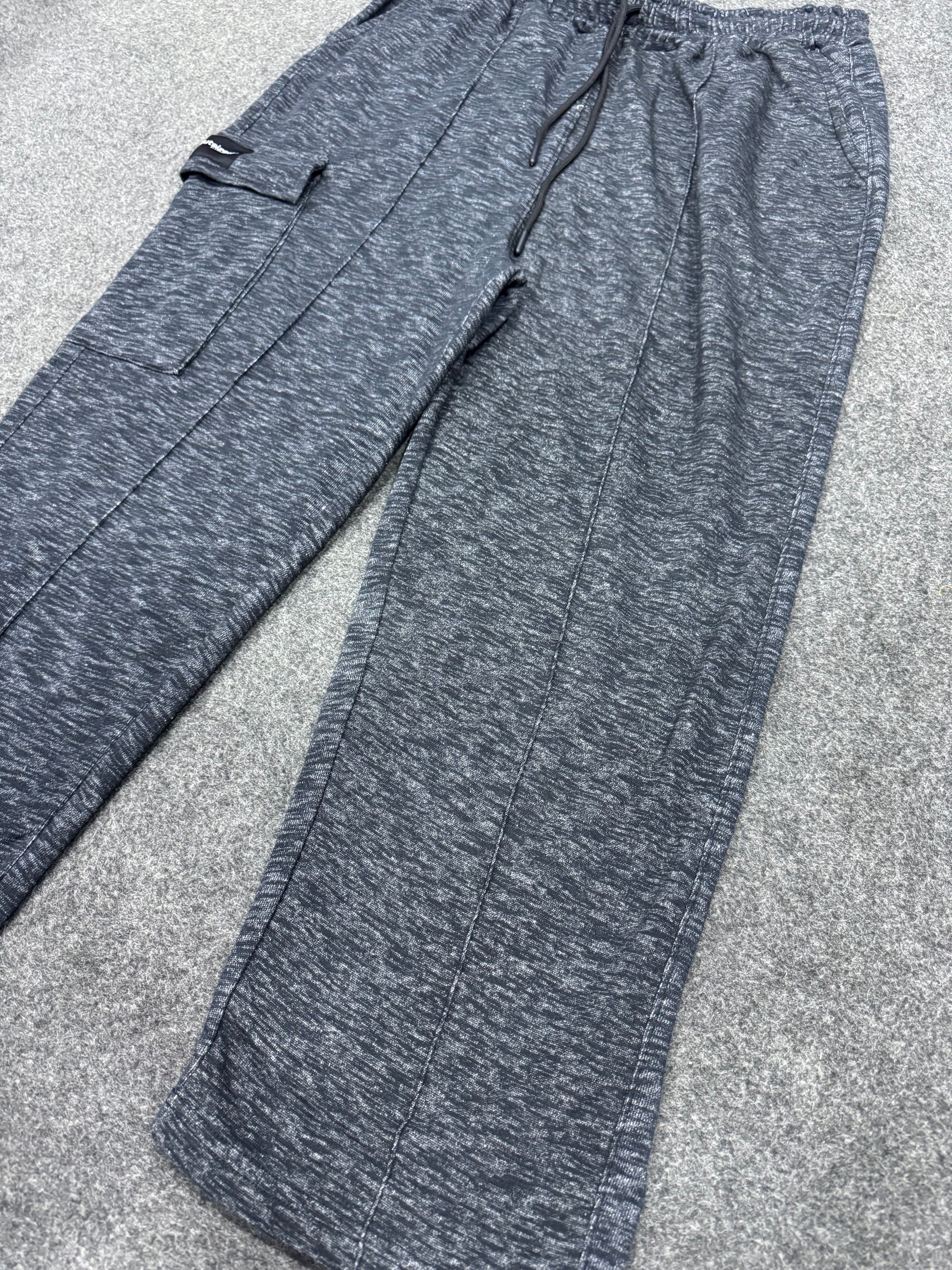 BLACK MELANGE CARGO TROUSER - My Store
