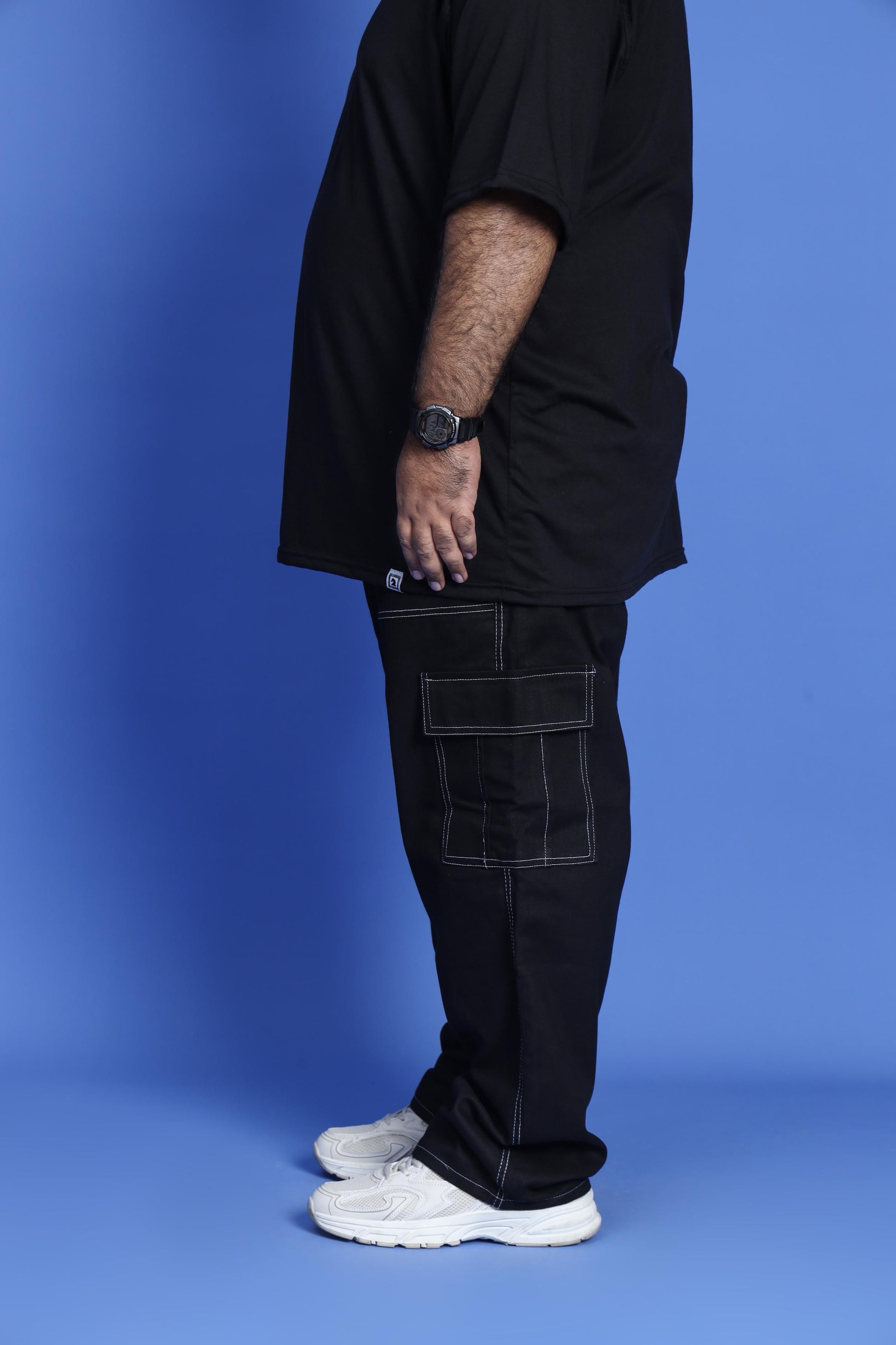 BLACK CARGO PANT (WHITE LINES) - My Store