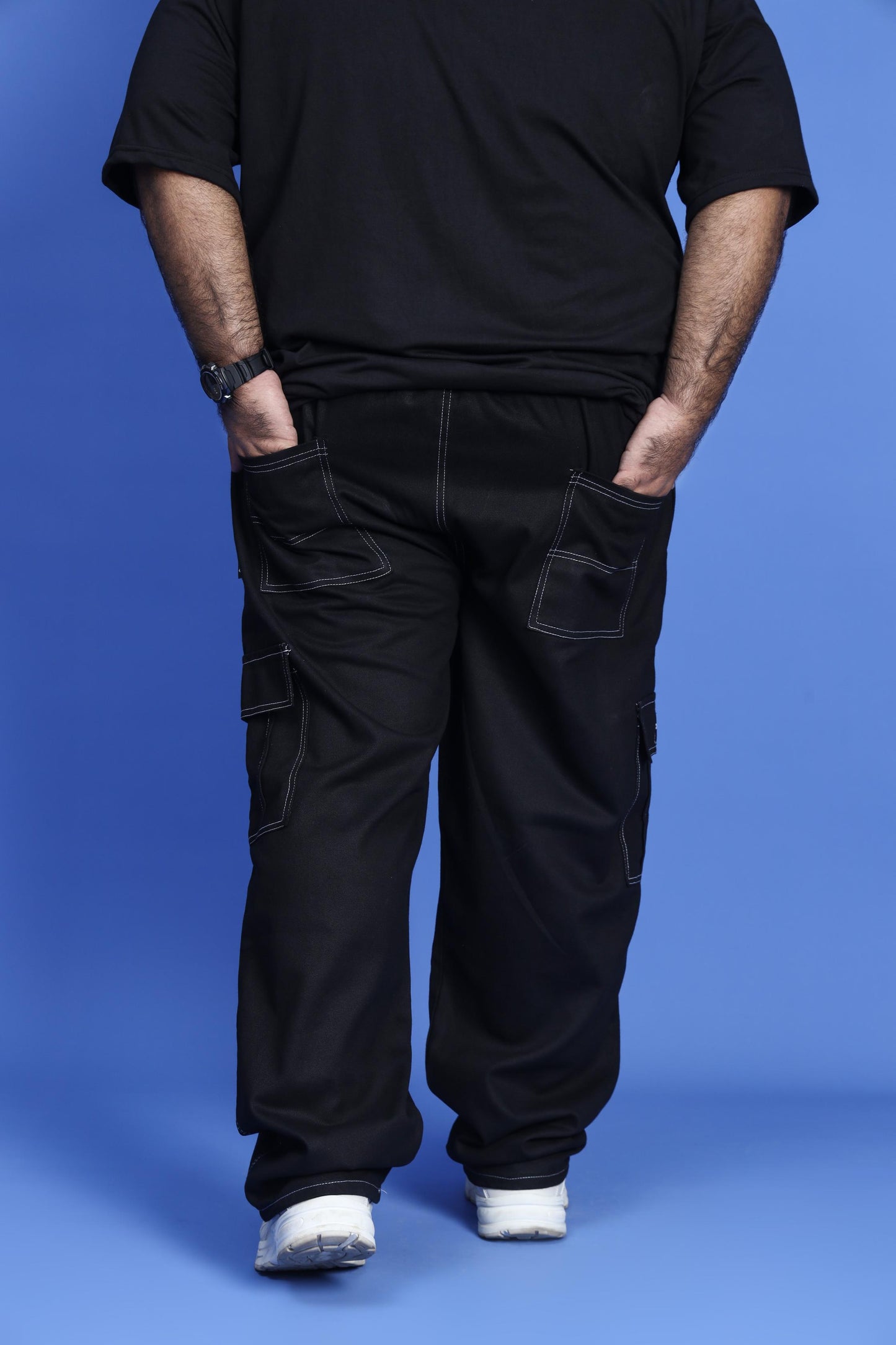 BLACK CARGO PANT (WHITE LINES) - My Store