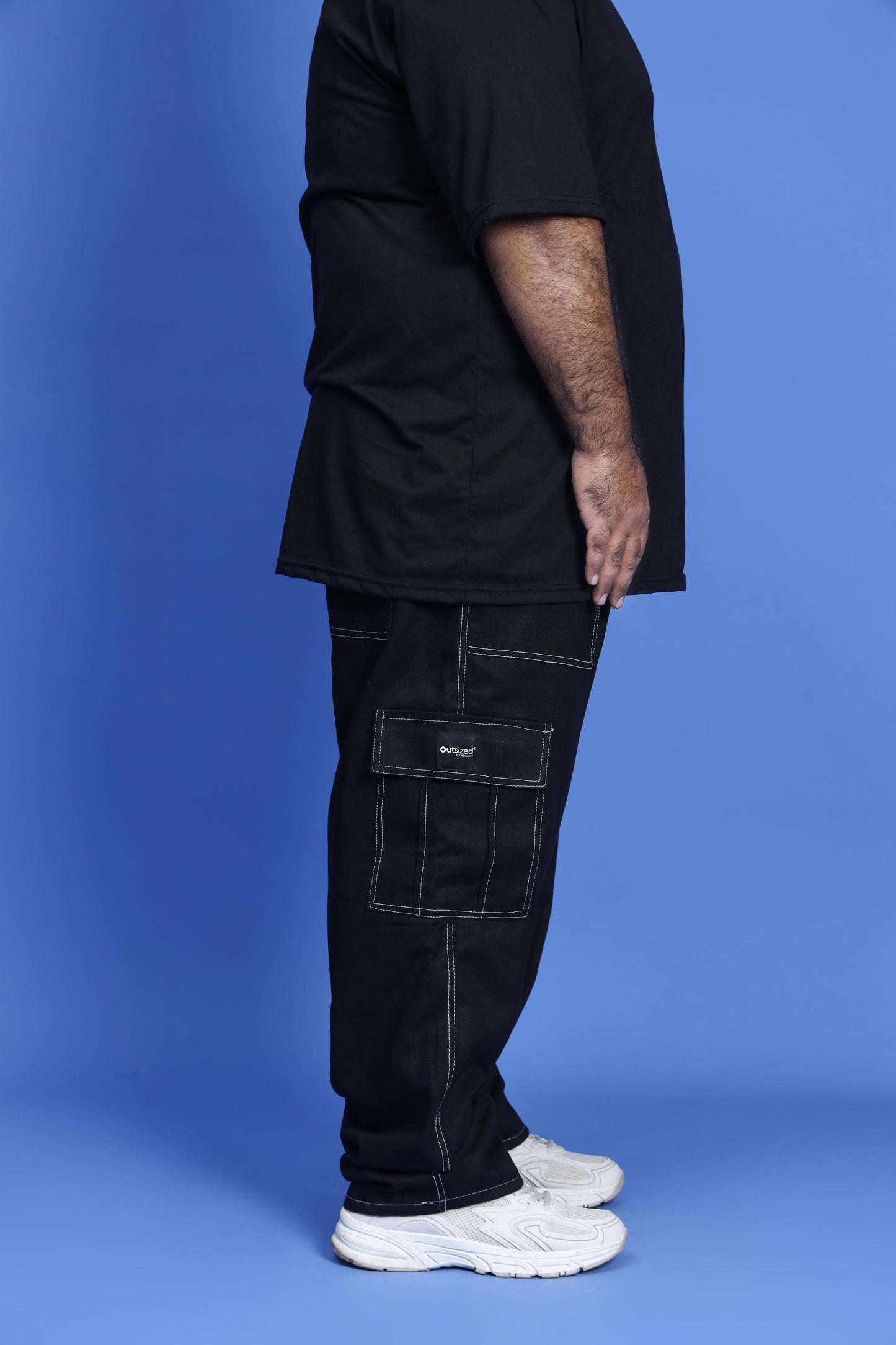 BLACK CARGO PANT (WHITE LINES) - My Store