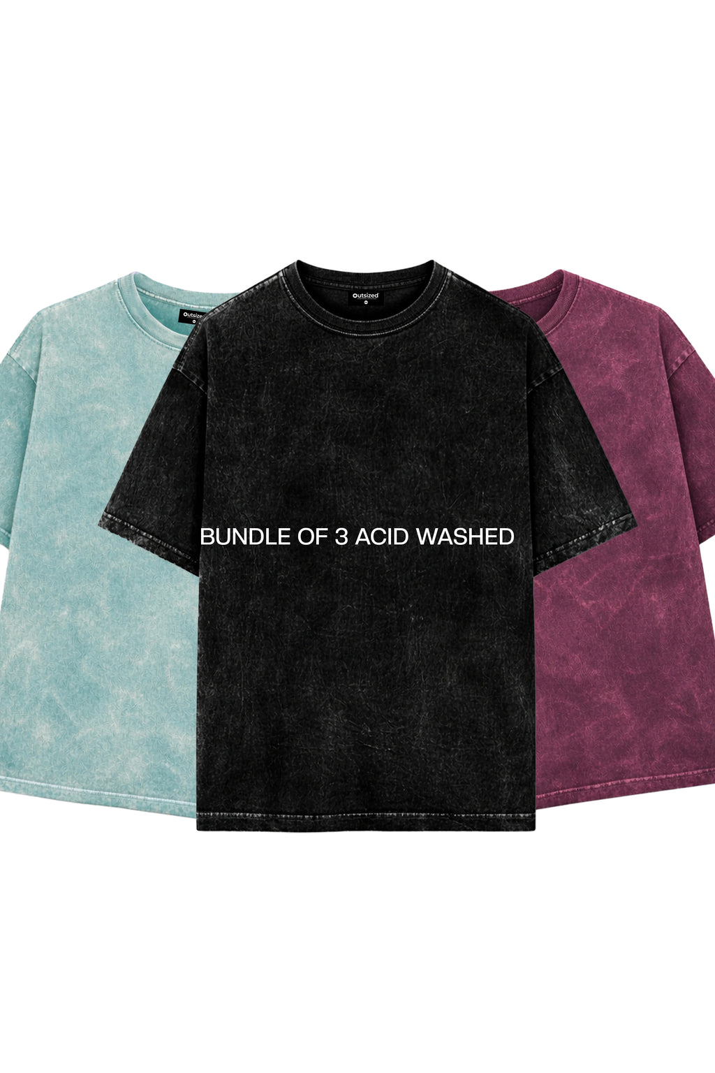 BUNDLE OF 3 ACID WASHED T-SHIRTS