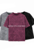BUNDLE OF 3 ACID WASHED T-SHIRTS