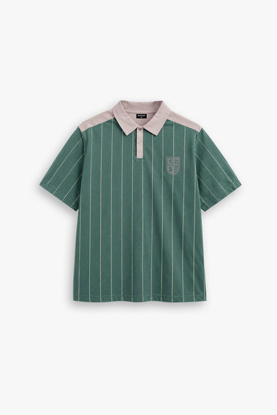OLIVE CREST PINSTRIPE POLO